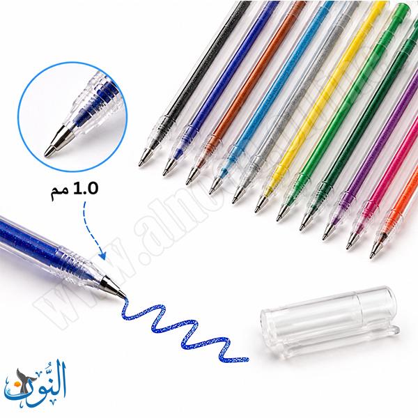 طقم 12 قلم حبر لزج و لامع GLITTER PEN