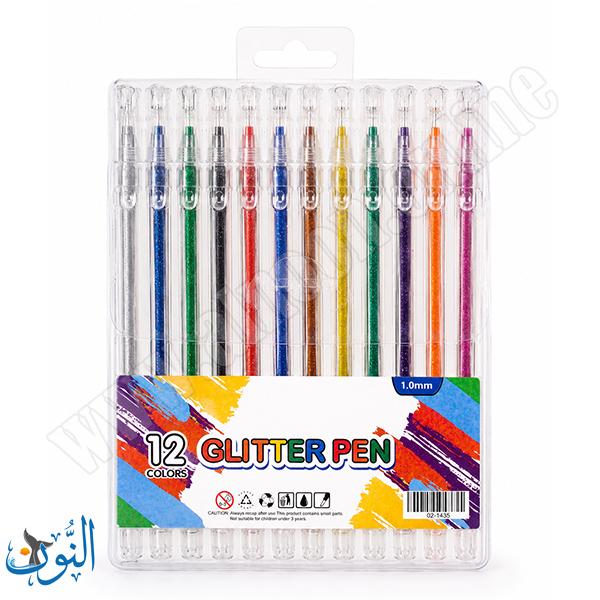 طقم 12 قلم حبر لزج و لامع GLITTER PEN