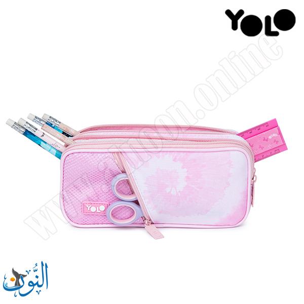 مقلمة 2 سحاب و شبك خارجي زهري مموج YOLO