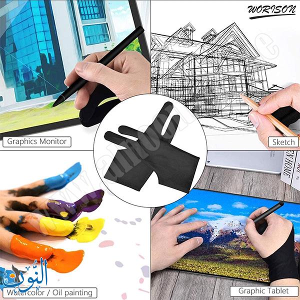 قفاز رسم أسود بأصبعين