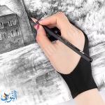 قفاز رسم أسود بأصبعين