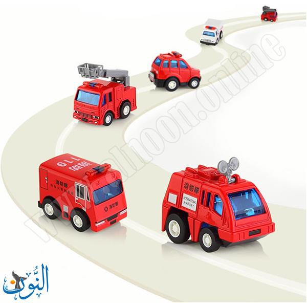 مجموعة الدفاع المدني 6 سيارات معدنية بالدفع الذاتي