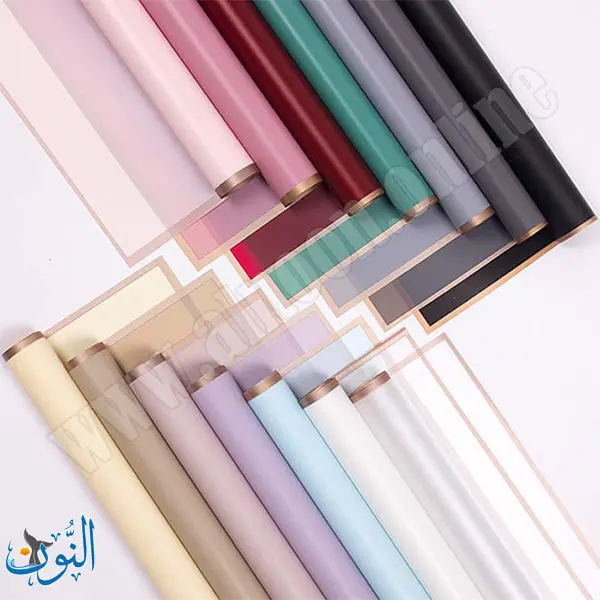 ورق تغليف باقات كوري 58×58 سم مقاوم للماء حواف ذهبية شفاف 20 قطعة
