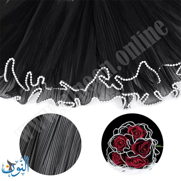 قماش تول مزخرف بحواف لؤلؤية