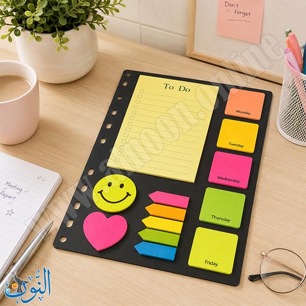 ورق ملاحظات لاصق على كرت مخرم - أيام الاسبوع