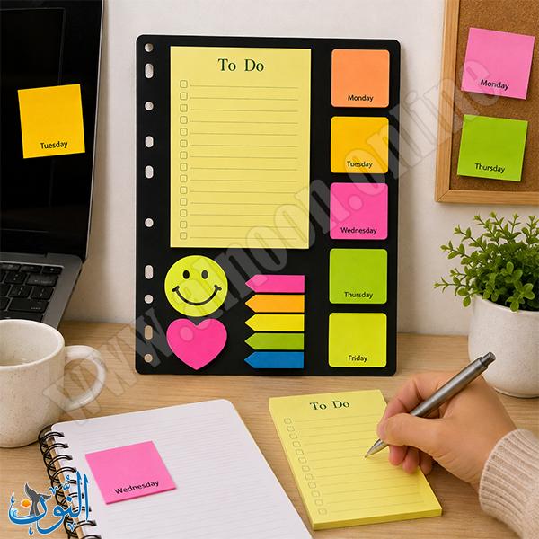 ورق ملاحظات لاصق على كرت مخرم - أيام الاسبوع