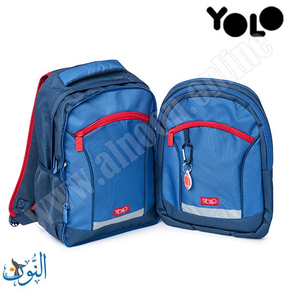 حقيبة مدرسية 2 في 1  كحلي و احمر YOLO