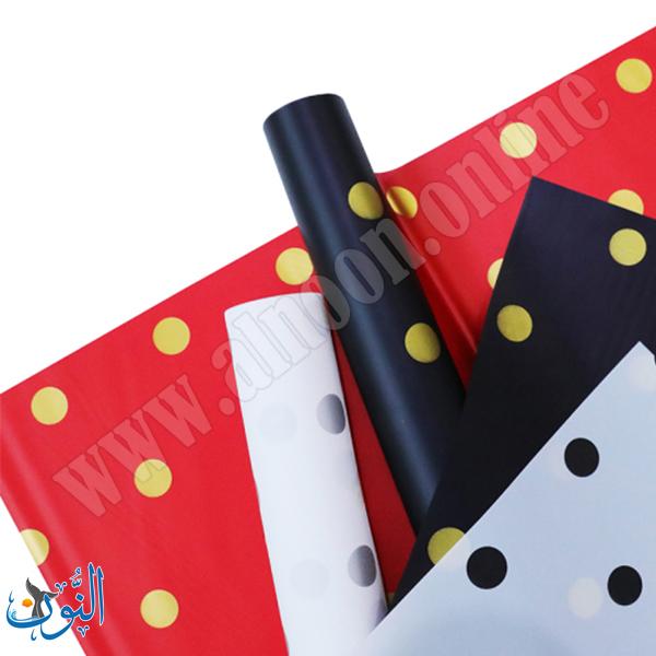 ورق تغليف باقات كوري 57×57 سم نقاط دائرية مقاوم للماء 20 قطعة