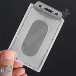 كرت مؤتمر طولي – 5×8.5 سم – بلاستيك مقوى شفاف مع خيط