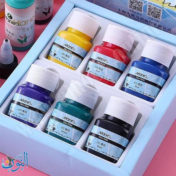 طقم الوان زجاج شفاف 30 مل ماريس