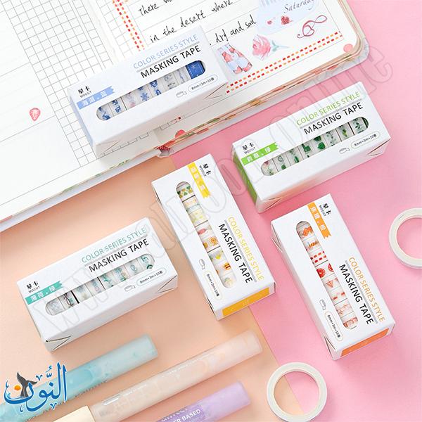 شريط لاصق ورقي مزخرف 8 ملم طول 3 متر علبة 10 لفات