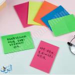 ورق ملاحظات لاصق شفاف الوان مضيئة 75×76 مم – 60 ورقة