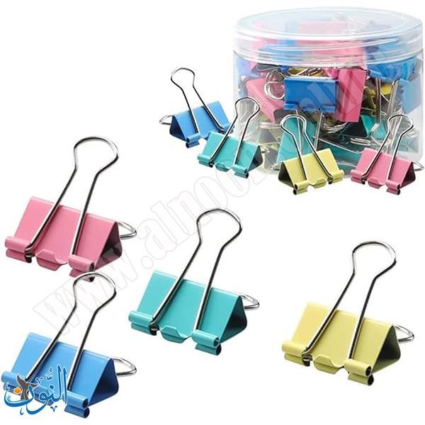 ملاقط ورق ملونة 32 ملم علبة 24 قطعة