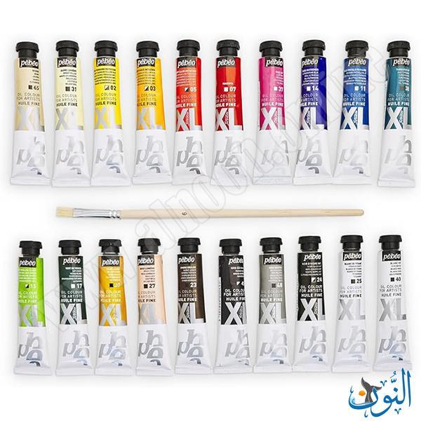 طقم الوان زيتية 20 لون 20 مل + فرشاة pebeo XL
