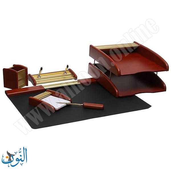 طقم مكتب مدير 6 قطع بني و ذهبي