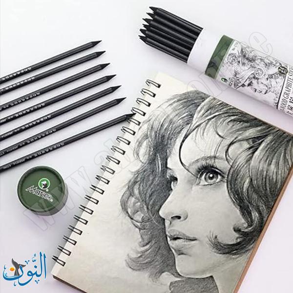 قلم فحم فني غير خشبي علبة 24 قلم للرسم والتظليل ماريس  Soft