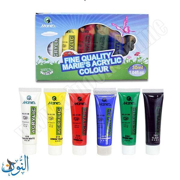 طقم الوان اكريليك 6 لون 30 مل ماريس