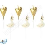 شمع للكعك شكل بجع وقلب 6 قطع