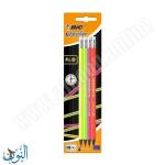 4 اقلام رصاص مع ممحاة BIC FLUO