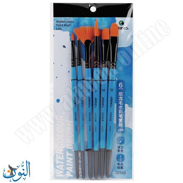 طقم 6 فراشي نايلون للطلاب و المبتدئين ماريس