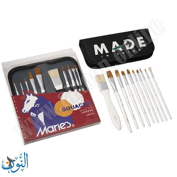 طقم 10فراشي الوان غواش مع حقيبة ماريس