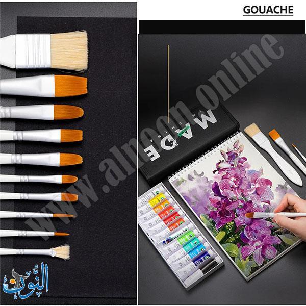 طقم 10فراشي الوان غواش مع حقيبة ماريس