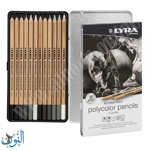 طقم 12 قلم رصاص تدرج رمادي  LYRA POLYCOLOR Pencils