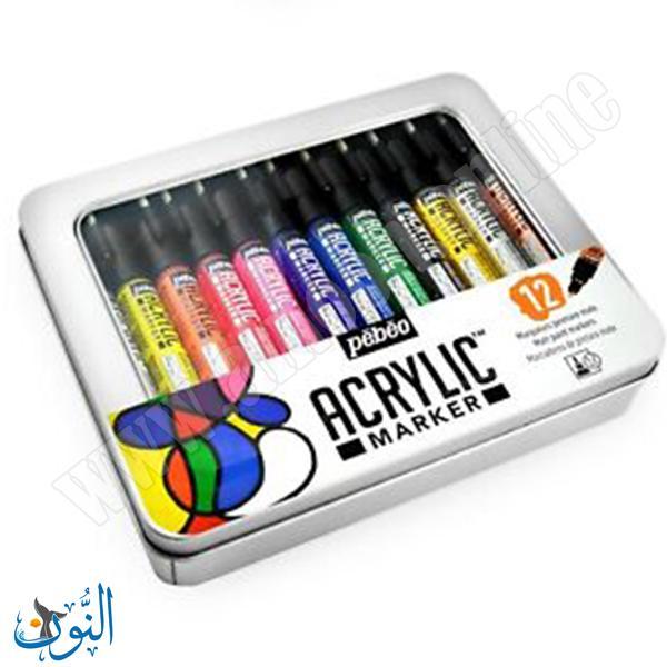 طقم أقلام اكريليك 12 لون pebeo Acrylic Marker