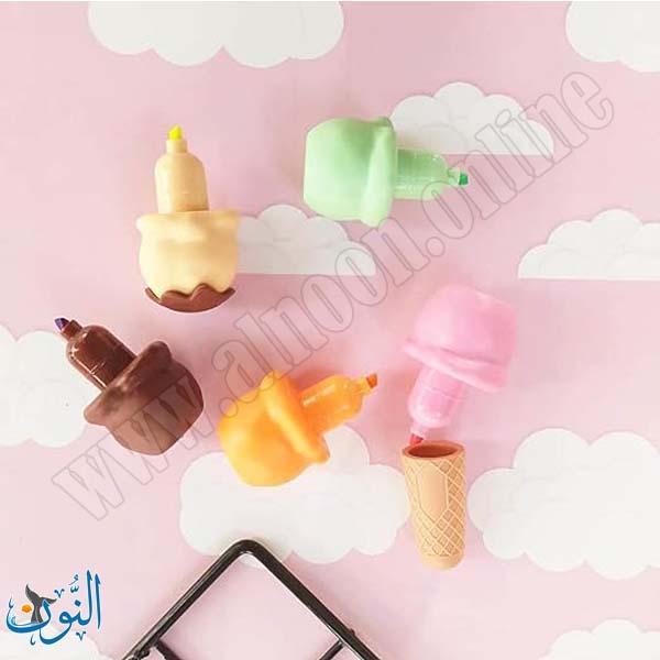 اقلام تحديد 5 لون شكل بوظة