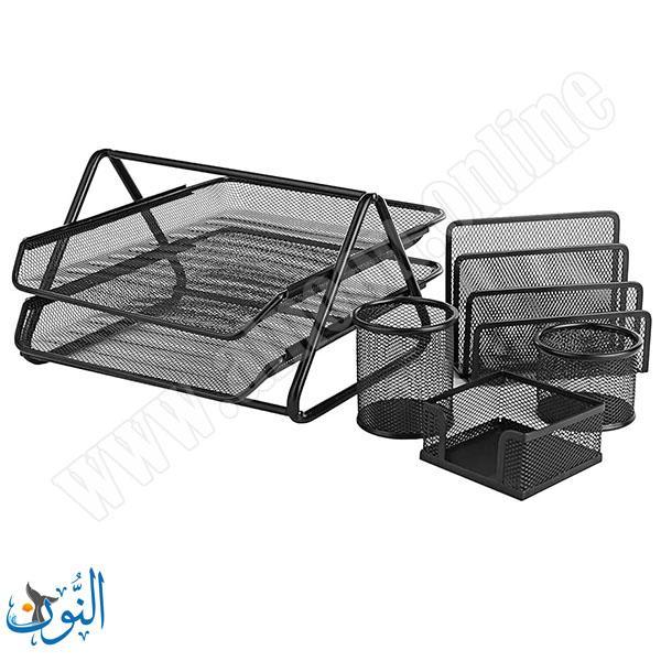 طقم مكتب معدني 5 قطع حامل مستندات طبقتين