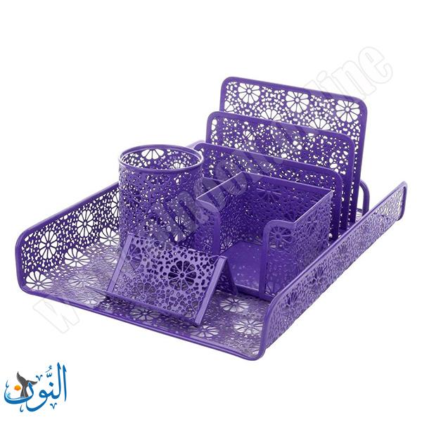 طقم منظم مكتب معدني 5 قطع ملون  تصميم أنيق