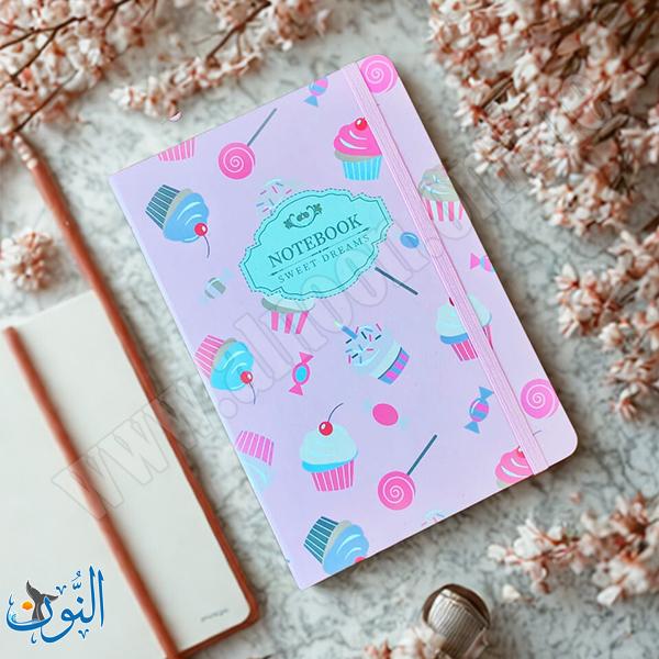 دفتر ملاحظات A6 غلاف حلويات مع مغيطة – غلاف مقوى