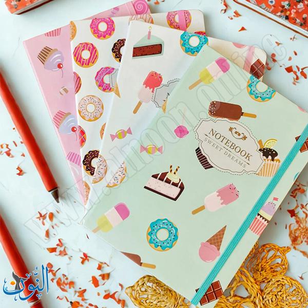 دفتر ملاحظات A5 غلاف حلويات مع مغيطة – غلاف مقوى