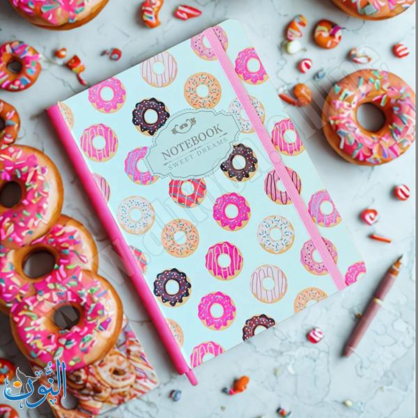 دفتر ملاحظات A6 غلاف حلويات مع مغيطة – غلاف مقوى
