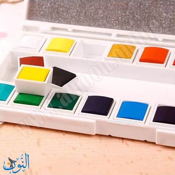 طقم الوان مائية شفافة صلبة مع ادوات ماريس