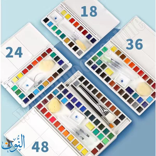 طقم الوان مائية شفافة صلبة مع ادوات ماريس